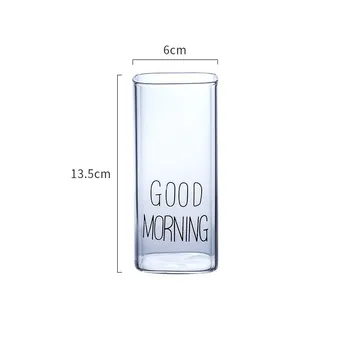 Bună Dimineața 400ml Alb Negru Transparent Creative Pătrat Cafea, Ceai, Băuturi Desert, mic Dejun Lapte Cupa ustensile de Bucătărie Cupa de Sticla
