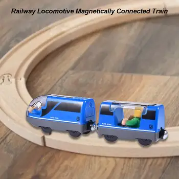 Electric Mic Tren de Jucarie Locomotiva de cale Ferată Magnetic Feroviar Jucărie din Lemn cu Urmări Electric Tren de Jucărie Seturi de Educație pentru Copii Jucarii