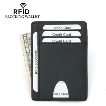 Piele naturala RFID Bărbați Portofel Anti-furt Perie Solide Piele portofel Multi-card Poziția Multi-card Poziția Titularului Cardului