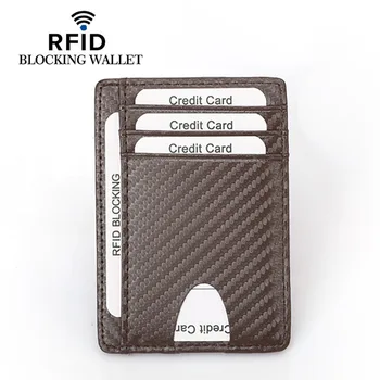 Piele naturala RFID Bărbați Portofel Anti-furt Perie Solide Piele portofel Multi-card Poziția Multi-card Poziția Titularului Cardului