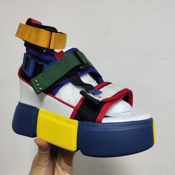 SWONCO Sandale cu Platforma Femei Pantofi de Vara 2019 Femei Pantofi Casual Pană Mare de Sus Toc Indesata Sandale Pentru Femeie Dimensiune 10 41