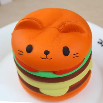 INBEAJY Nou Drăguț Kawaii Squishy Lent în Creștere Moale Strivi de Desene animate Pisica Hamburger Parfumate Anti-stres Stoarce de Relief de Stres Jucărie