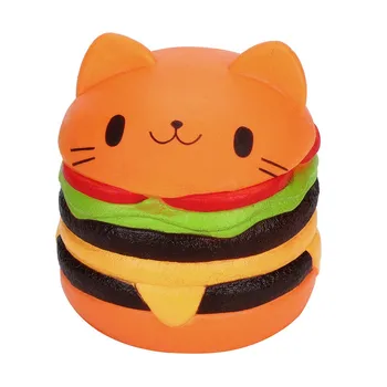 INBEAJY Nou Drăguț Kawaii Squishy Lent în Creștere Moale Strivi de Desene animate Pisica Hamburger Parfumate Anti-stres Stoarce de Relief de Stres Jucărie