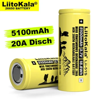 1-10BUC Liitokala LII-51S 26650 20A putere baterie reîncărcabilă litiu 26650A , 3.7 V 5100mA . Potrivit pentru lanterna