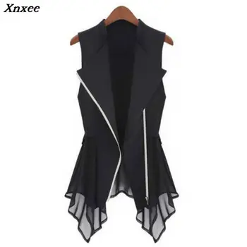 Xnxee Plus Dimensiune Vesta Lunga pentru Femei Primavara-Vara Outwear Femei Vesta Blana Europa fără mâneci Cardigan Lung de Sus Jachete Îmbrăcăminte exterioară