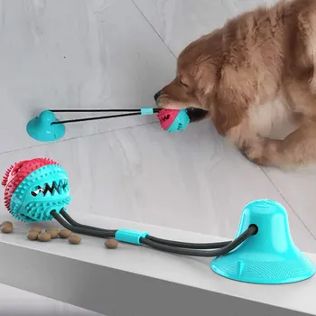 Animale de companie Câine Jucării Silicon ventuza Remorcher câine jucărie Câini Împinge Mingea Jucărie animale de Companie de Curățare Dinte de Câine Periuta de dinti pentru Catelus Câine mare Musca Jucărie