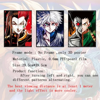 Hunter x Hunter 3D Lenticular Imprimare Anime Poster 3D Triple Tranziție Hisoka/Killua/GON Lenticurlar Flip Imagine Decor de Perete