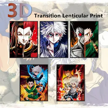 Hunter x Hunter 3D Lenticular Imprimare Anime Poster 3D Triple Tranziție Hisoka/Killua/GON Lenticurlar Flip Imagine Decor de Perete