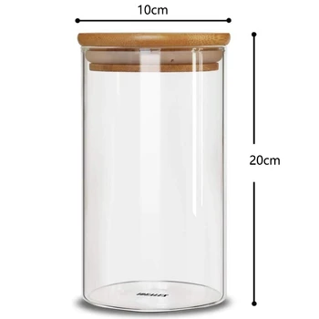 ELEG Sticlă de Stocare Borcan, cu Sigiliu Etanș Bambus Capac, 7.9 x 3.94 în ,Set de 2, 1300Ml de boabe de Cafea și Bucătărie Container pentru Alimente Te