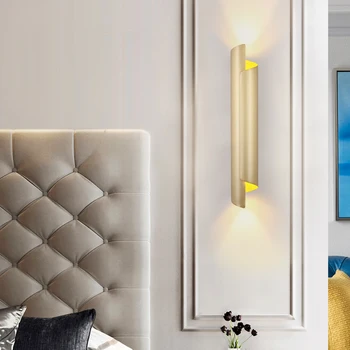 Lumina lux, living TV de fundal minimalist modern, dormitor, noptiera Nordic creative canapea plin de cupru lampă de perete LB101204