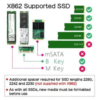Raspberry Pi 4 Model B X862 M. 2 2280/2260/2242/2230 SATA SSD Scut, X862 Stocare SSD placă de Expansiune pentru Raspberry Pi 4B