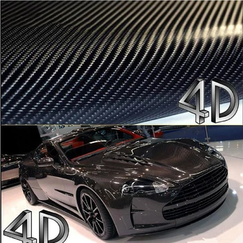 200cm*40cm 4D Fibră de Carbon, Fibră de Film de Vinil 3M Autocolant Auto Impermeabila DIY Styling Auto Folie Cu ambalaje de vânzare cu Amănuntul Accesorii Auto