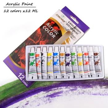 12 Culori 12 ML Tub Vopsea Acrilica Set de Culori Profesionale pentru Pictura Tesatura de Sticla Instrumente de Desen Pentru Artist de Artă DIY
