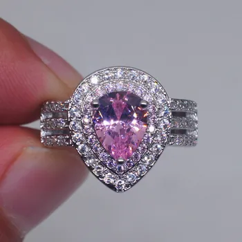 Argint 925 roz formă de picătură de apă inel de logodna pentru femei lady finger brand partid cadou en-gros bijuterii moonso r4997