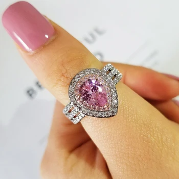 Argint 925 roz formă de picătură de apă inel de logodna pentru femei lady finger brand partid cadou en-gros bijuterii moonso r4997
