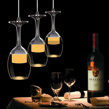 1buc Creative Pahar de Vin Roșu Pandantiv Lumina Plafon 3W 85-265V Candelabru Pentru Bucatarie Bar, Restaurant Alb/Lumina Calda