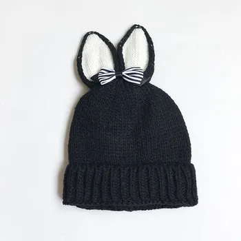 Tricotate Pălărie Drăguț Bonete de Toamna Iarna pentru Copii Cashmere Beanie Urechi de Iepure Papion Copil Fată Băiat Copil Căști Pălării