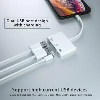 Adaptor OTG Lumina-ning pentru Iluminat Dual USB3.0 Camera Reader Taxa de Sincronizare a Datelor Splitter pentru Telefon 11/X/XS/8/8P/7/7P