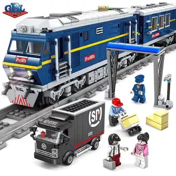 Kazi mai NOI 98220 Oraș Serie de modele de Marfă Set Constructii Tren Blocuri de Cărămizi Tren de Jucarii Educative Pentru Copii