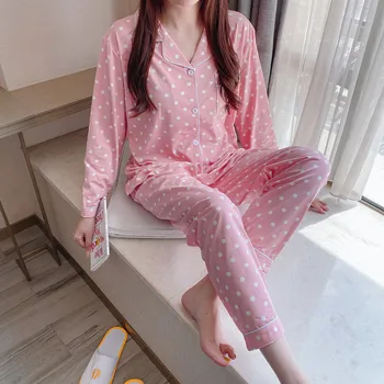 2020 Toamna cu Maneci Lungi Drăguț desen Animat de Imprimare Seturi de Pijama pentru Femei coreene Sleepwear Costum de Pijama Homewear Pijama Mujer Haine de Acasă