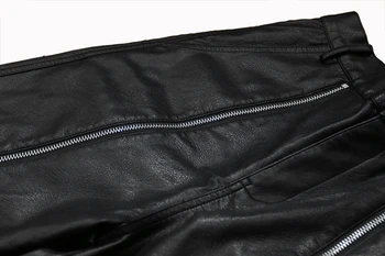 2020 Brand de moda Split cu fermoare pe botton pu pantaloni de piele de sex feminin a fost subțire de agrement din piele pantaloni Largi Picior wj2319