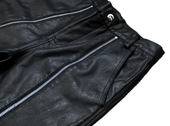 2020 Brand de moda Split cu fermoare pe botton pu pantaloni de piele de sex feminin a fost subțire de agrement din piele pantaloni Largi Picior wj2319