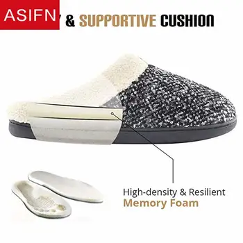 ASIFN Acasă de Iarnă, Papuci de casă Confortabilă Memorie Spuma Papuci de Blană pentru Bărbați Cald Iarna Pantofi de sex Masculin Interioară Femei Blană de Bază Non-Alunecare sunt sensibili Pria