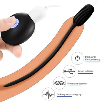 Sondare Uretrală Vibrator Penis Cateter 20 De Moduri De Silicon Uretral Dop De Sunete Dilatator Tub Penis Plug Jucarii Sexuale Pentru Barbati