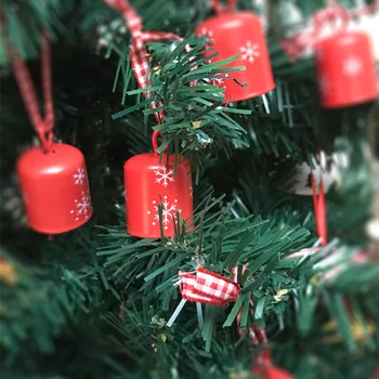 Decor de crăciun 12buc roșu Cilindrice Jingle Bell 25mm fulg de nea Crăciun clopot mic copac agățat de decor pentru acasă de crăciun