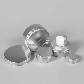 50pcs Cosmetice Recipient de Aluminiu Lumânare Borcan Gol de Staniu Metal Argintiu cu Capac de Balsam de Buze de Vas cu Șurub Cutie Crema 15g 30g 50g 100g 80g