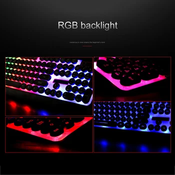 USB Cablu Tastatură de Gaming cu iluminare RGB Mecanice Sentiment Tastatură Pentru Macbook Rotund Taste de Calculator PC Tastatura Gamer