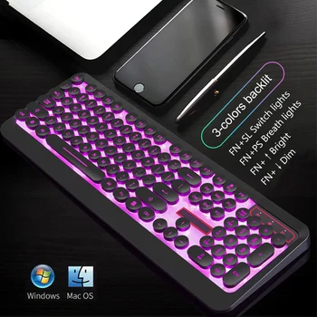 USB Cablu Tastatură de Gaming cu iluminare RGB Mecanice Sentiment Tastatură Pentru Macbook Rotund Taste de Calculator PC Tastatura Gamer