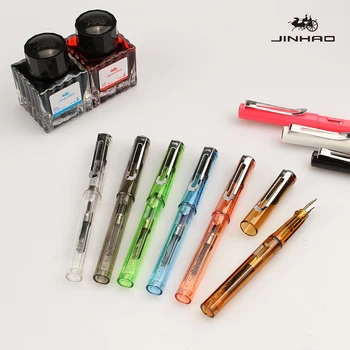 6 BUC Set JINHAO 599 de Lux Stilou 0,5 MM Peniță ABS Transparent Suport Stilou Stilouri de Cerneală pentru Scris Școală și Rechizite de Birou