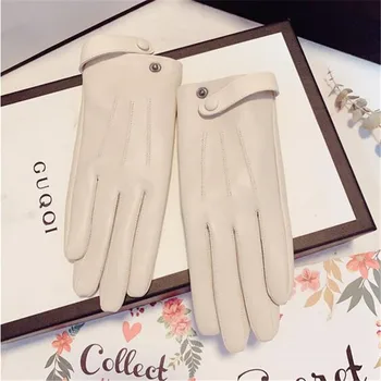 Mănuși din piele de oaie mănuși doamnelor femei mănuși de cald, plus catifea butoane multi-color