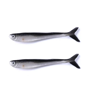 Moale atrage momeală artificială silicon moale de pescuit nada Negru și alb Bionic pește mic 8cm 2.2 g de pește momeli Aborda