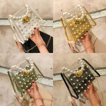 Femeile Transparente din PVC Clar Perla Jeleu Geanta Tote 2020 mai Nou Moda de Vânzare Fierbinte Casual Geanta Messenger Bag