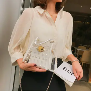 Femeile Transparente din PVC Clar Perla Jeleu Geanta Tote 2020 mai Nou Moda de Vânzare Fierbinte Casual Geanta Messenger Bag