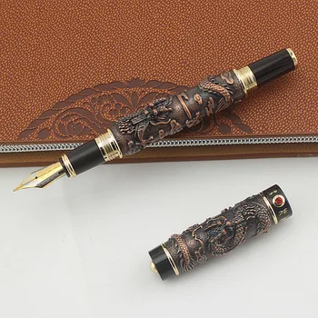 Cele Mai Complete Cadou JinHao de Lux Dragon Stilou Vintage 18KGP 0,5 MM Peniță cu Cerneală Pixuri pentru Scris Papetărie, Rechizite de Birou