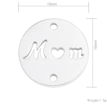 50pc 15mm poloneză Oglindă din Oțel Inoxidabil Gol Mama Farmecul Ziua Mamei Pentru Colier/brățară DIY Femei Bijuterii Handmade en-gros