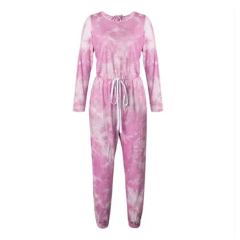 Tie Dye Pijama Romper Femei 2020 Toamna Tie Dye Salopeta Femei Somn Romper Pentru Femei Acasă Casual Cu Maneci Lungi Salopeta Homewear