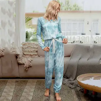 Tie Dye Pijama Romper Femei 2020 Toamna Tie Dye Salopeta Femei Somn Romper Pentru Femei Acasă Casual Cu Maneci Lungi Salopeta Homewear