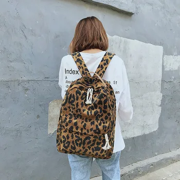 Pantaloni De Catifea Cord Călătorie Leopard Rucsac Pentru Femei Rucsac De Călătorie Mare Capacitate De Epocă Adolescentă Școală De Sex Feminin ShoulderBag Bagpack