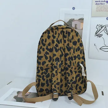 Pantaloni De Catifea Cord Călătorie Leopard Rucsac Pentru Femei Rucsac De Călătorie Mare Capacitate De Epocă Adolescentă Școală De Sex Feminin ShoulderBag Bagpack