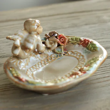 Europene Sat Pastoral Înger Acasă Mobilier Baie Provizii de Fructe farfurie Vas Ceramic Cutie de Săpun Sushi fel de mâncare plăcuță cadou