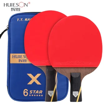2 buc HUIESON 6 Stele Racheta de Tenis de Masă a Stabilit Noi Modernizate de Carbon Ping Pong Racheta Bat Dreaptă Orizontală Prindere Pentru Hobby Formare