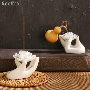 NOOLIM Ceramice Arzător de Tămâie de Lotus, Bergamot Casa de Ceai Cafea Casă Lumanare Romantica Budist Furnizează Tămâie Plug Decor Acasă