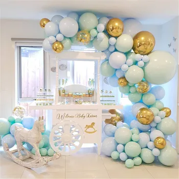 Ziua de nastere Decoratiuni Petrecere Ghirlanda Baloane 124 Macaron baloane Latex Albastru Mintcream Confetti Balon Balon Ghirlanda Benzi Arc
