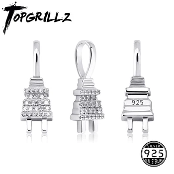 TOPGRILLZ 925 Sterling Silver 3D Plug Mini CZ Aur Bling Bling Pandantiv Hip Hop de Înaltă Calitate Moda Bijuterii Cadouri Pentru Femei