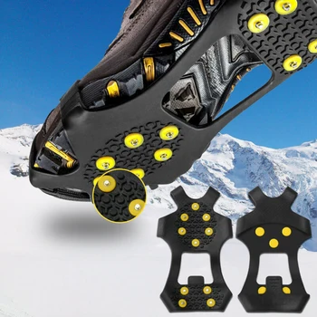 2 buc 10 Prezoane Anti-Derapare Gheață de Prindere Spike pentru Pantofi de Alpinism de Iarna Anti-Alunecare de Zăpadă Crampoane Ghete Lanț Gheare de Prindere Cizme de Acoperire
