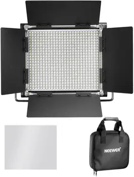 Neewer Bi-color LED-uri video de lumină și să stea set cu baterie și estompat încărcător 660 CONDUS cu U suport și barndoor 3200-5600K